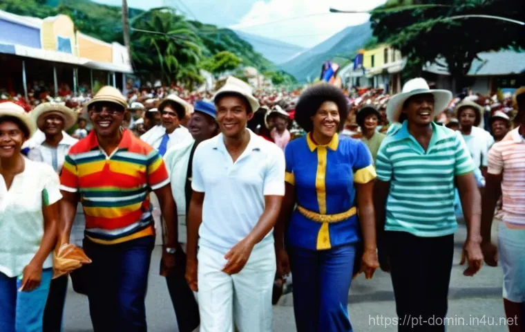 도미니카 연방 독립 과정 - **Prompt 2: Colonial Era – Sugar Cane and Resilient Spirits**
    "A panoramic view of vast sugar ca...