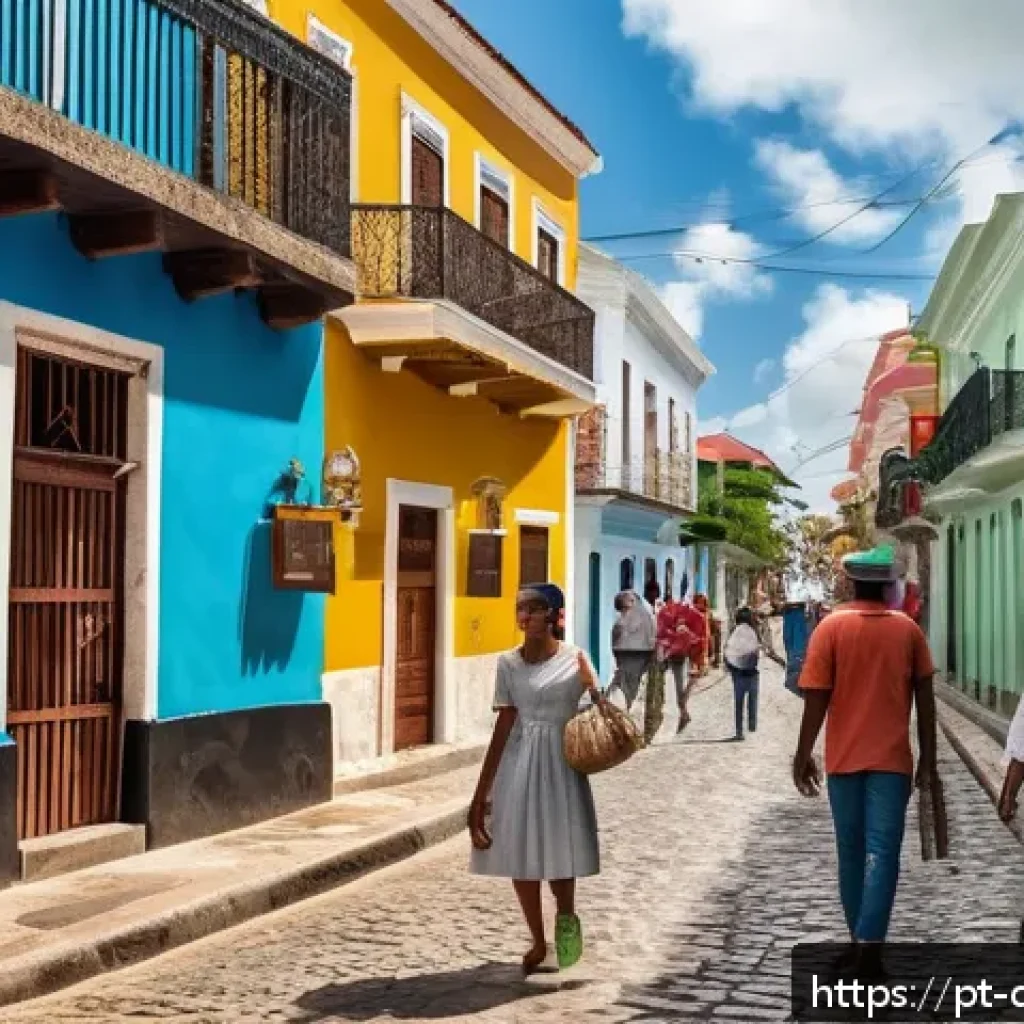 도미니카 연방 배낭여행 가이드 - A vibrant street scene in the Colonial Zone of Santo Domingo, showcasing well-preserved colonial arc...